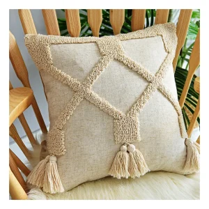 Innermor 18x18 Inch Tufted Cushion with Tassel North Europe Style Home Decor Throw Pillow Case