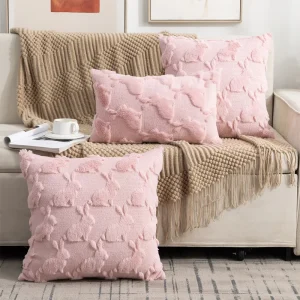 Cross-Border New Quilted Embroidered Rabbit Fur Sofa Pillow Core Square Bedside Cushion for Office Backrest Home Use