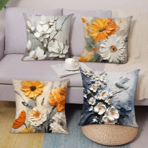 Wholesale Abstract Multi-Color Flowers Printed for Nordic Home Living Room Sofa Decoration Ultra Soft Linen Pillow Case